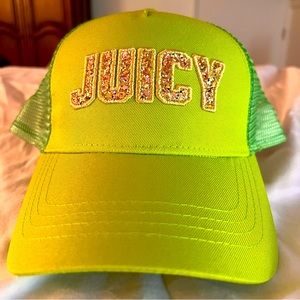 NWT Juicy Couture Lime Green Bling Hat Ajustable One Size Fits All